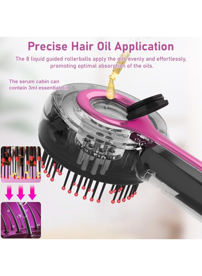 جهاز تدليك كهربائي للرأس، فرشاة تدليك فروة الرأس 2 في 1 كهربائية مع موزع زيت للشعر، فرشاة تدليك الرأس بضوء أحمر، كهربائية، 3 أوضاع للتدليك والعناية بفروة الرأس - Image 4