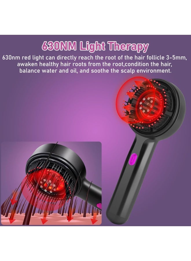 جهاز تدليك كهربائي للرأس، فرشاة تدليك فروة الرأس 2 في 1 كهربائية مع موزع زيت للشعر، فرشاة تدليك الرأس بضوء أحمر، كهربائية، 3 أوضاع للتدليك والعناية بفروة الرأس - Image 5