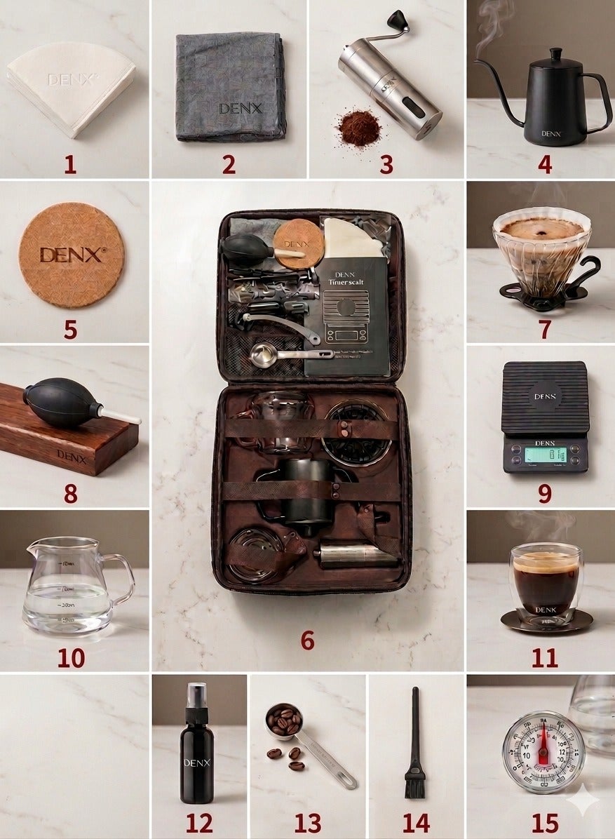 Denx Denx Professional 15-in-1 V60 Specialty Coffee Set - Premium