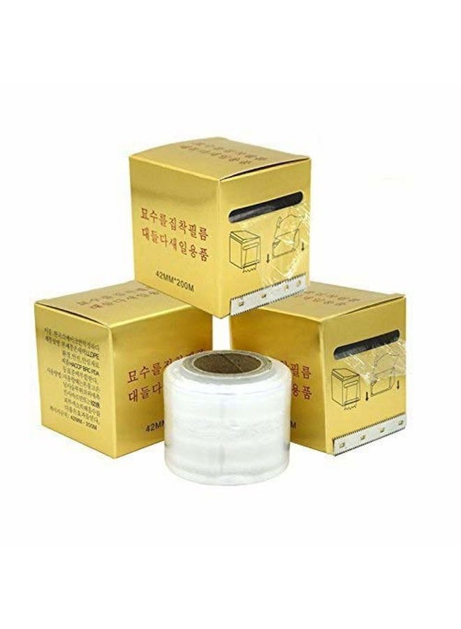 g2plus 3 Pack Disposable Eyebrow Plastic Wrap Preservative Film, Make Up Supplies Wrap Cover Tape Roll - 600 Meters - Image 1
