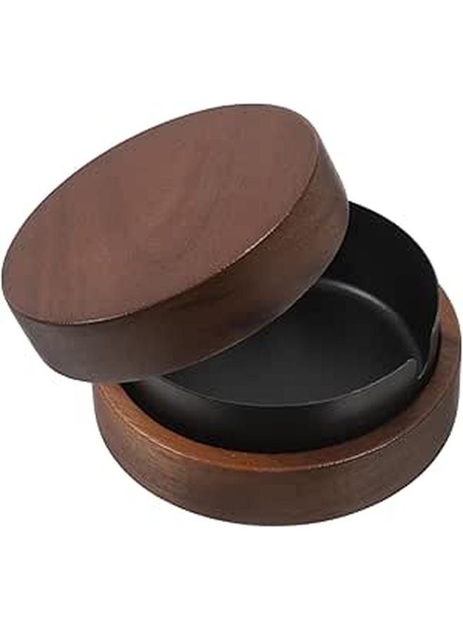 منفضة سجائر مستديرة من الفولاذ المقاوم للصدأ للاستخدام الداخلي حاوية رماد دخان أسود - Image 1