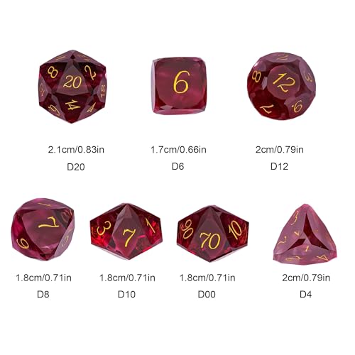UDIXI 7Piece Red Glass DND Dice Set MultiFaceted DiamondCut Glass DD Dice for RPG Tabletop Games - Image 5
