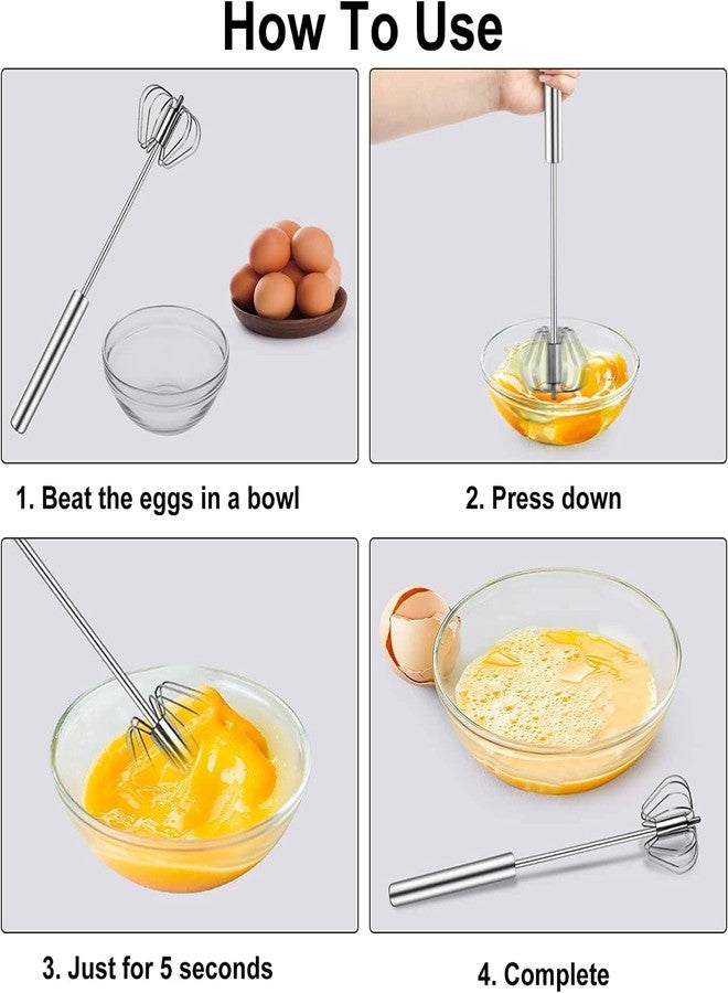 MKV MART Kitchen Manual Egg Beater Whisk - Stainless Steel Semi-Automatic Push Whisks Mixer for Kitchen Baking/Lassi/Butter Milk Frother/Cream/Coffee/Cake Mixing/Restaurant (Pack of-1). - Image 4