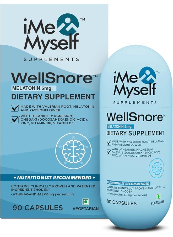 iMeMyself Wellsnore 90 Vegan Capsules | Natural Sleep & Relaxation Support Blend With Plant-Based & Nutrients - Image 1