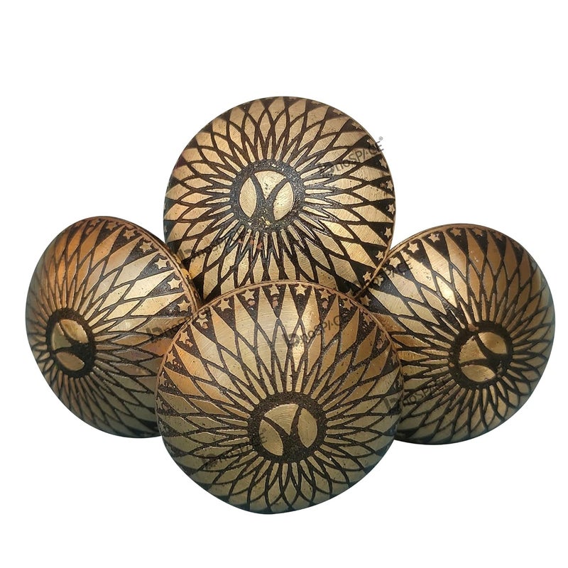 BnoSpace BnoSpace Gold Floral Etched Brass Cabinet Knobs for Cupboard Doors Drawers and Pulls Set of 4  - Image 1