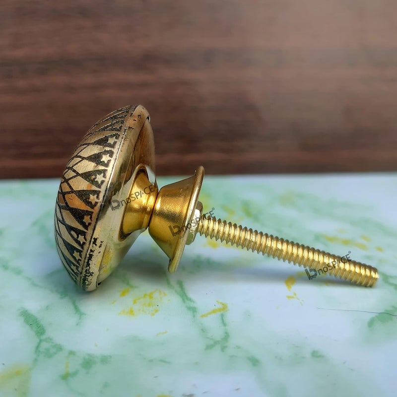 BnoSpace BnoSpace Gold Floral Etched Brass Cabinet Knobs for Cupboard Doors Drawers and Pulls Set of 4  - Image 5