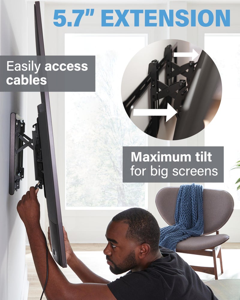 SANUS Preferred Extendable Tilt TV Wall Mount for 42 to 90 inch Screens up to 150lbs - 5.7â€ Extension Provides Max 12 deg Tilt to Reduce Glare - Easy DIY Install w/Included Hardware - SLT4-B1 - Image 5