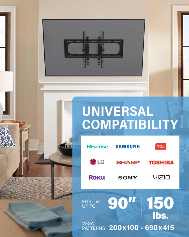 SANUS Preferred Extendable Tilt TV Wall Mount for 42 to 90 inch Screens up to 150lbs - 5.7â€ Extension Provides Max 12 deg Tilt to Reduce Glare - Easy DIY Install w/Included Hardware - SLT4-B1 - Image 4