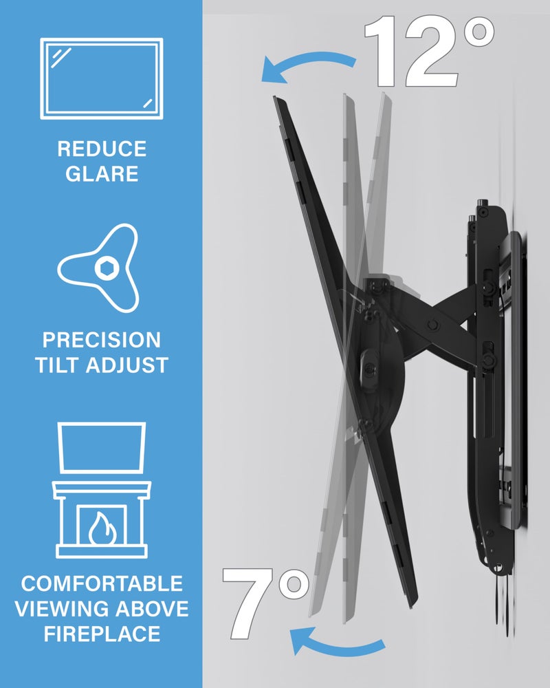 SANUS Preferred Extendable Tilt TV Wall Mount for 42 to 90 inch Screens up to 150lbs - 5.7â€ Extension Provides Max 12 deg Tilt to Reduce Glare - Easy DIY Install w/Included Hardware - SLT4-B1 - Image 3