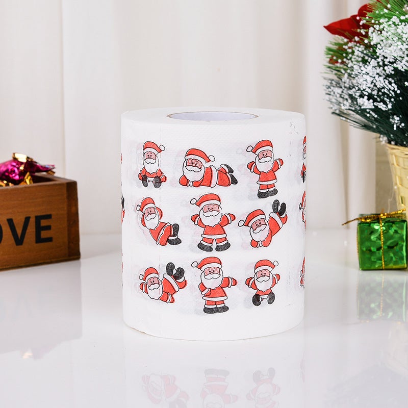 Colorful Cartoon Christmas Paper Printed Hand Towels Household Full Box Affordable Toilet Paper Toilet Paper Roll - Image 1
