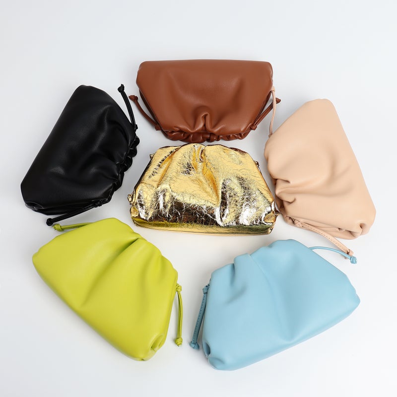 New Summer High-End Exquisite Cloud Bag With Pleated Small Clip, Trendy Fashion Cowhide Leather Shoulder Crossbody Versatile Women'S Bag - Image 2