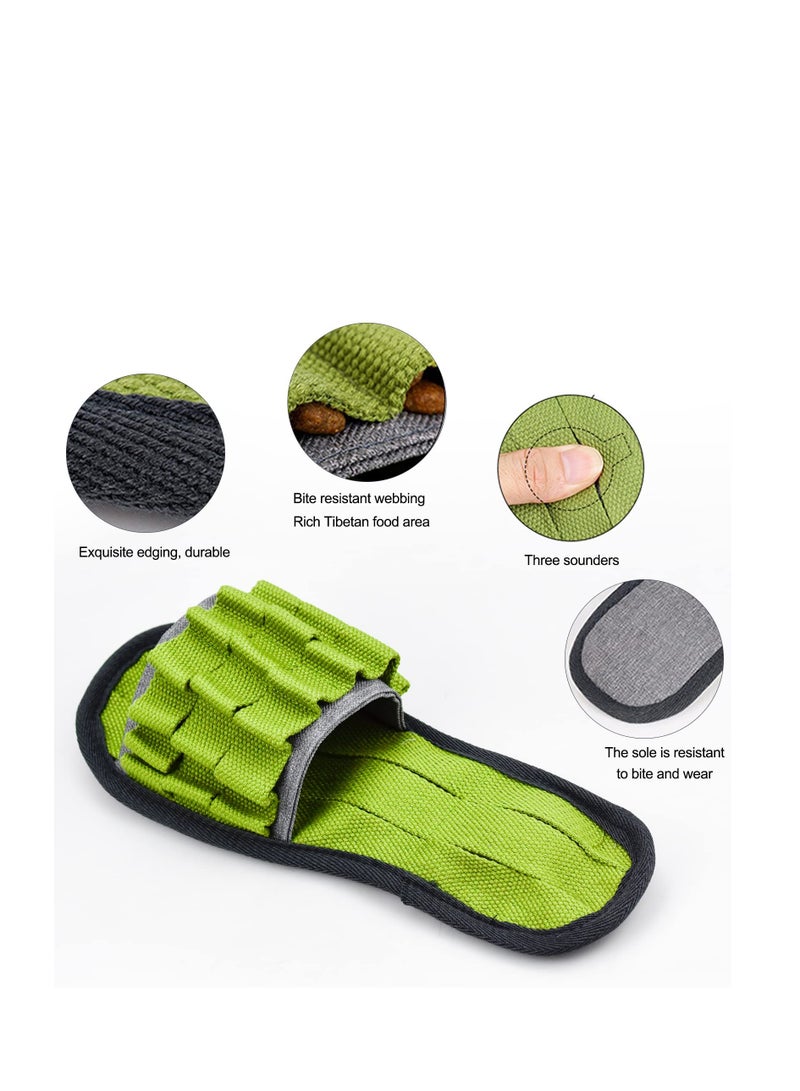 SYOSI Dog Toys, Slippers Shaped Pet Toys, Dog Toys for Boredom,  Interactive Squeaky Toys for Small Medium Dogs, Training Toy with Function for Puzzle, Food Hunting Stress Relief (Green)  - Image 4