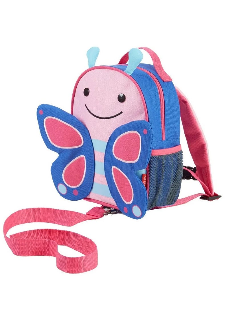 Skip Hop Skip Hop Zoolet Mini Backpack with Safety Tether, Toddler Harness with Adjustable Straps, Secure Wrist Strap and Bottle Pocket, Cute Travel Bag for Kids, Lightweight and Comfortable, Butterfly - 9 Inches 