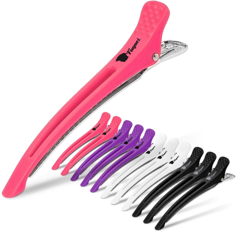Fagaci Firm Grip Hair Clips with Silicone Band - Duckbill Sectioning and Styling Clips, Durable Alligator Clips for Women's Hair, Long Duck Billed Salon Clips - Image 1