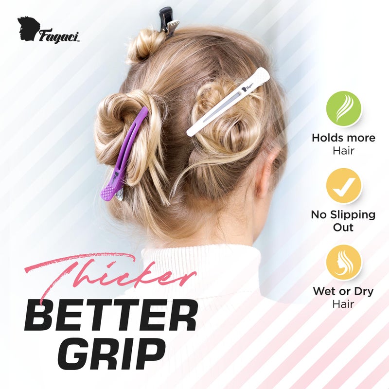 Fagaci Firm Grip Hair Clips with Silicone Band - Duckbill Sectioning and Styling Clips, Durable Alligator Clips for Women's Hair, Long Duck Billed Salon Clips - Image 2