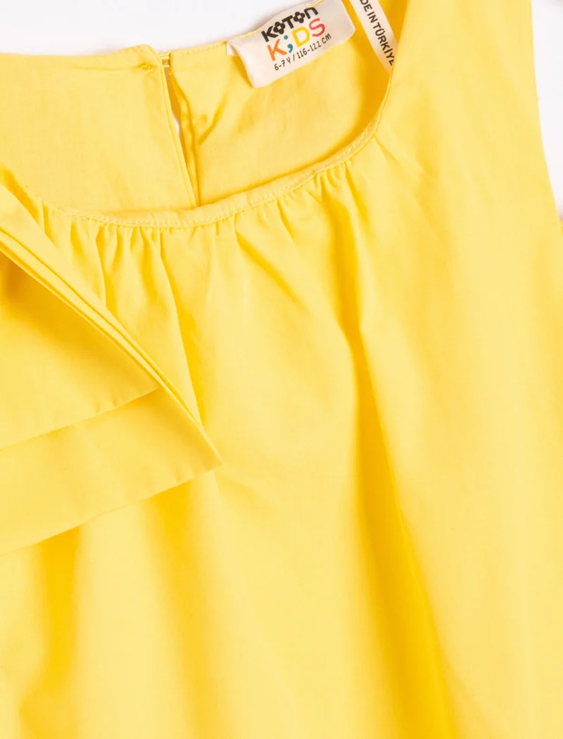 كوتون Dress Bow Detailed Window Detailed Round Neck Cotton