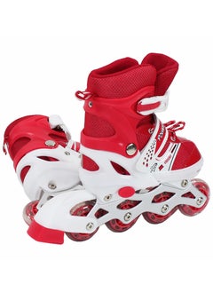 POWER Adjustable Roller Skate Shoes LED Light Single Row Wheels, Red/White - Size Meduim 35-38  - Image 2