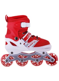 POWER Adjustable Roller Skate Shoes LED Light Single Row Wheels, Red/White - Size Meduim 35-38  - Image 4