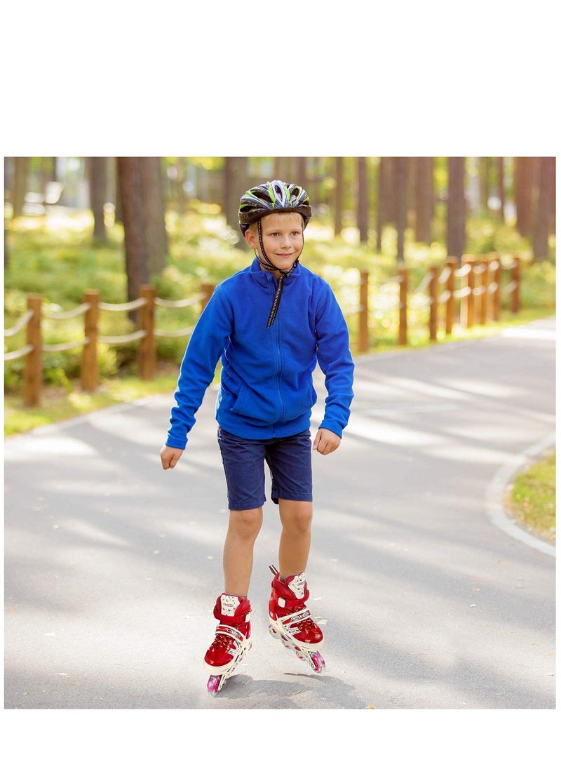 POWER - Adjustable Roller Skate Shoes LED Light Single Row Wheels, Red/White - Size Meduim 35-38 - Image 1