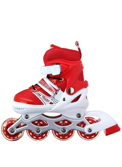 POWER Adjustable Roller Skate Shoes LED Light Single Row Wheels, Red/White - Size Meduim 35-38  - Image 5