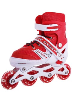 POWER Adjustable Roller Skate Shoes LED Light Single Row Wheels, Red/White - Size Meduim 35-38  - Image 3