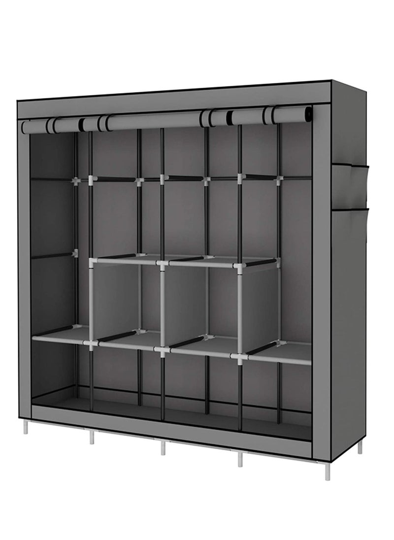 ALMUFARREJ Fabric Wardrobe Organizer Grey 150x175x45 CM  - Image 2