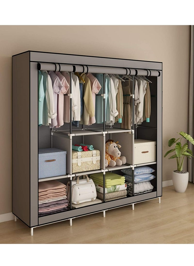 ALMUFARREJ Fabric Wardrobe Organizer Grey 150x175x45 CM  - Image 1