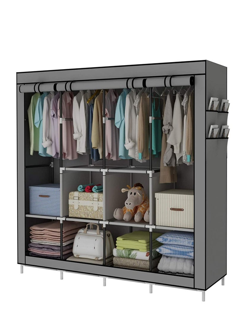 ALMUFARREJ Fabric Wardrobe Organizer Grey 150x175x45 CM  - Image 3