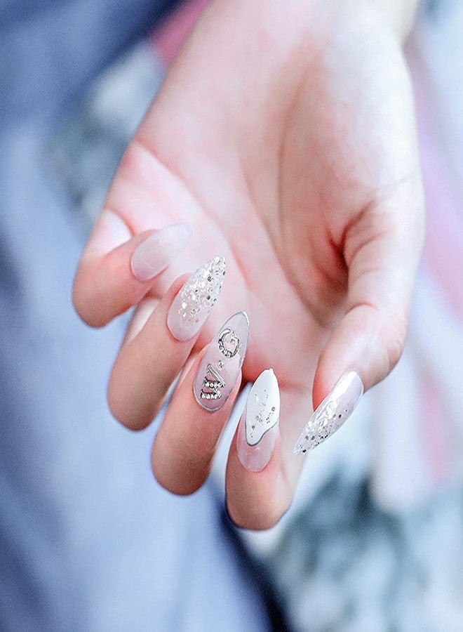 JERCLITY 52pcs 3D Metal Silver English Capital Letters Nail Charms Studs Alloy Rhinestone Nail Charms for Nails Silver Alphabet Stickers for Women Nail Art - Image 5
