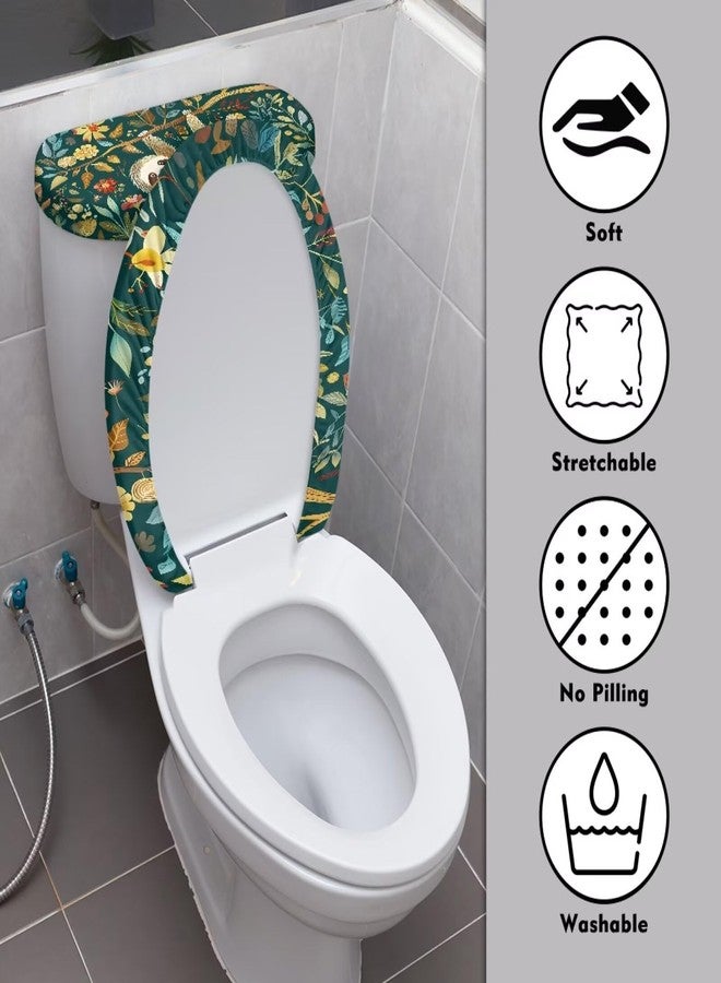 GLENLCWE Cute Sloth Toilet Cover Set 2 Pack Set Animal Toilet Seat Covers for Bathroom Green Bath Tank Cover Lid Cover Oval Home Decoration - Image 3