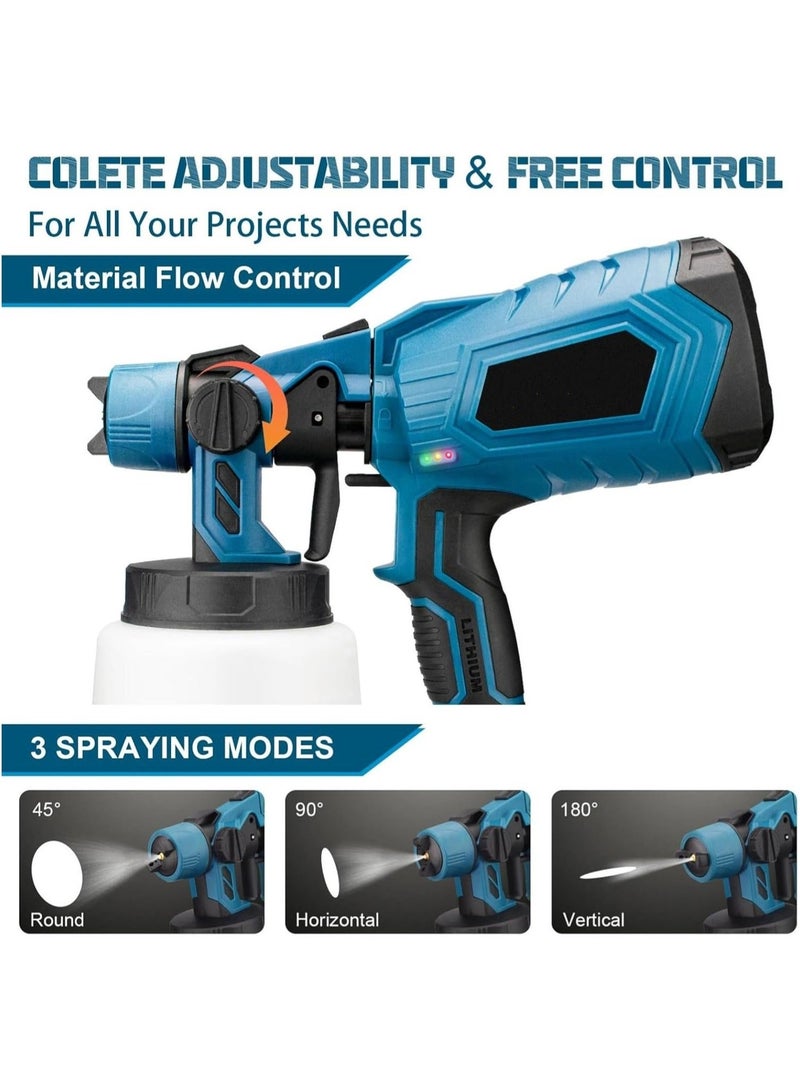 WALALLA 1000ML Cordless Electric Spray Gun High Power Paint Sprayer Auto Furniture Steel Coating Airbrush for Furniture/Cabinets/Fence/Walls/Door,One battery - Image 4