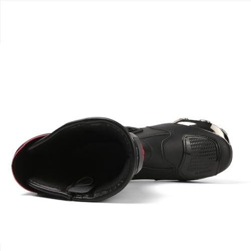 Zeozoom Motorcycle Riding Boots Motorcycle Leather Boots for Women and Men Protection Anti Slip Racing Sports (Black, Adult, Men, 9.5, Numeric, US Footwear Size System, Medium) - Image 5