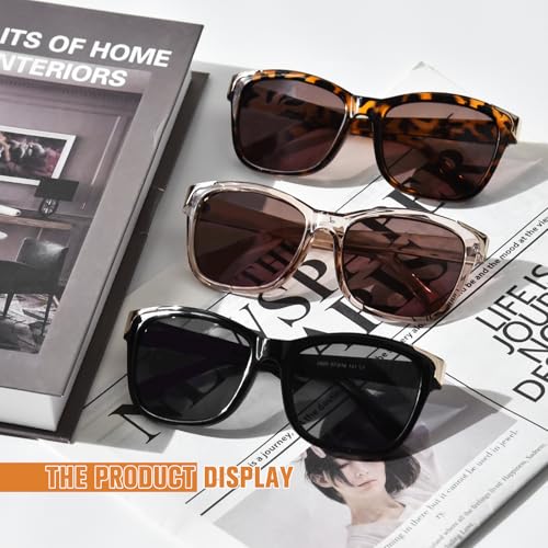 FONHCOO Progressive Multifocal Sunglasses for Women, Square No Line Reading Sunglasses Outdoor Sun Readers UV400 Protection (Tortoise 2.5) - Image 5