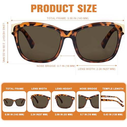 FONHCOO Progressive Multifocal Sunglasses for Women, Square No Line Reading Sunglasses Outdoor Sun Readers UV400 Protection (Tortoise 2.5) - Image 4