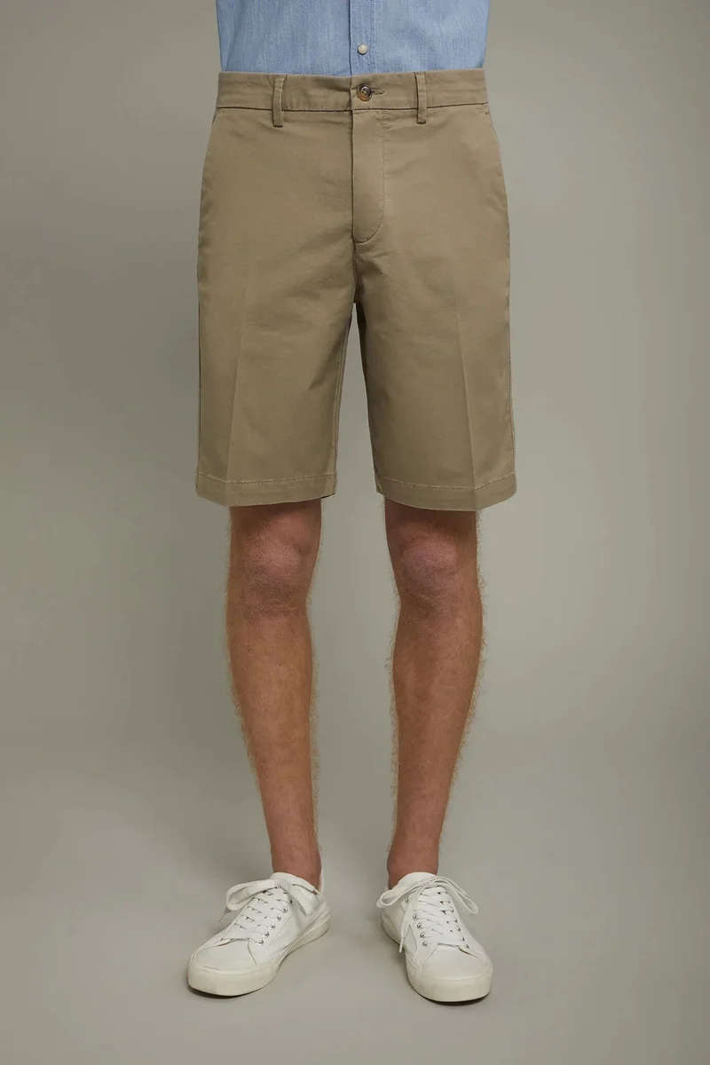 Doppelganger Beige Men's Bermuda shorts classic twill construction regular fit - Taupe for Men | Best Price UAE