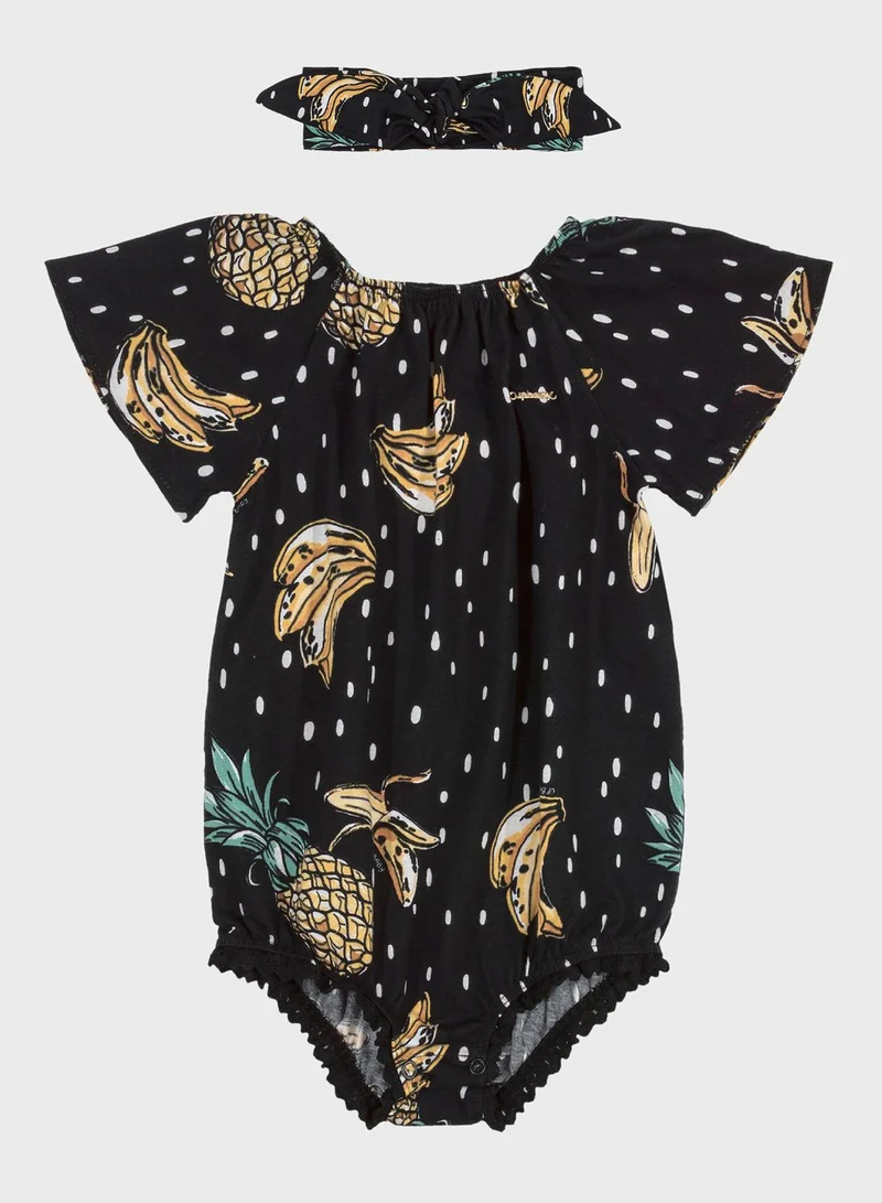 Up Baby Infant Printed Romper And Headband Set