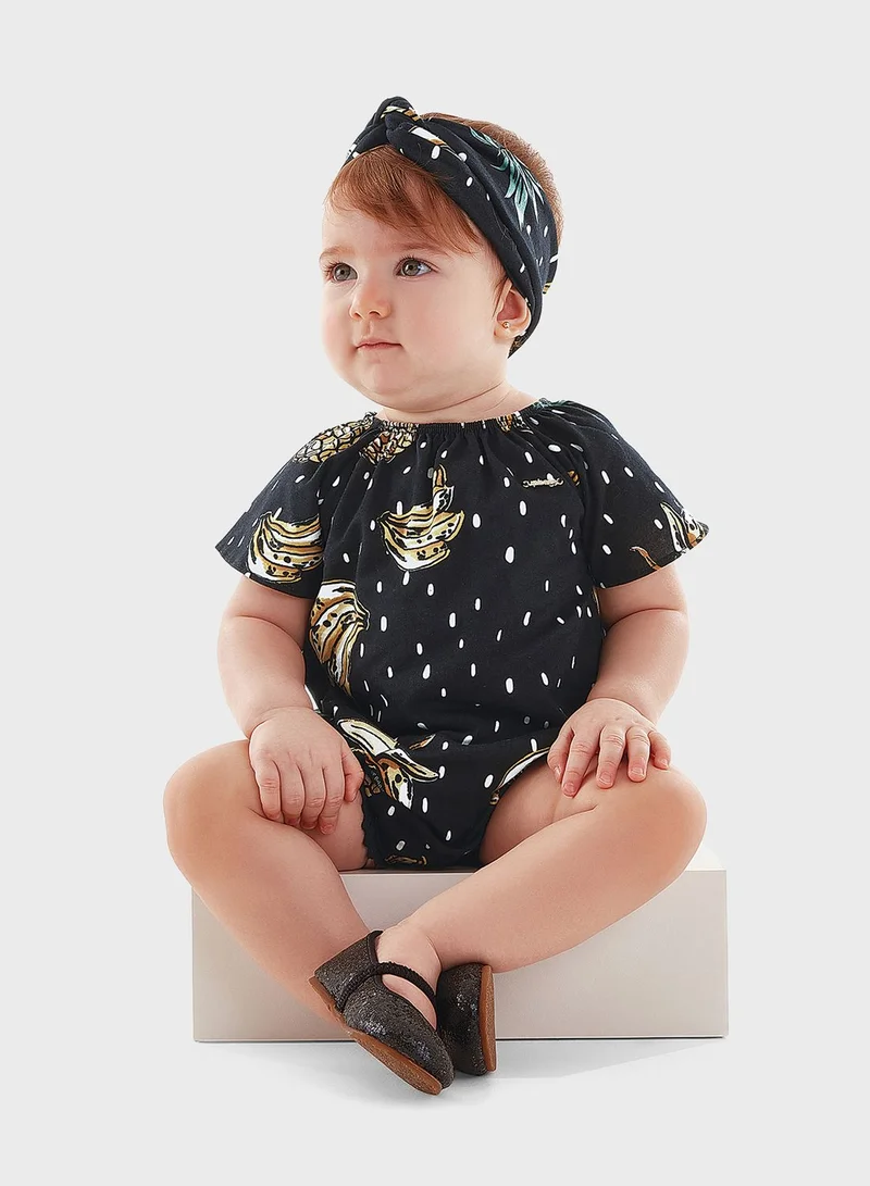Up Baby Infant Printed Romper And Headband Set