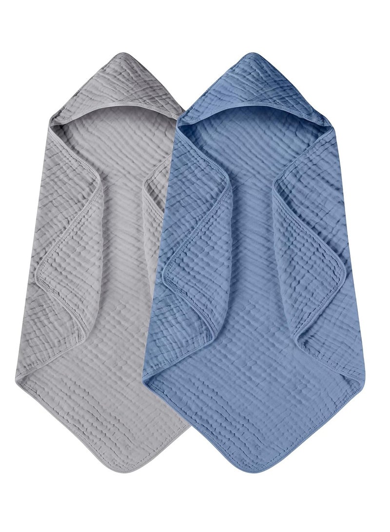 general Hooded Baby Towels for Newborn 2 Pack 100% Muslin Cotton Baby Bath Towel with Hood for Babies, Infant, Toddler and Kids, Large 32x32Inch, Soft and Absorbent Newborn Essential - Image 1