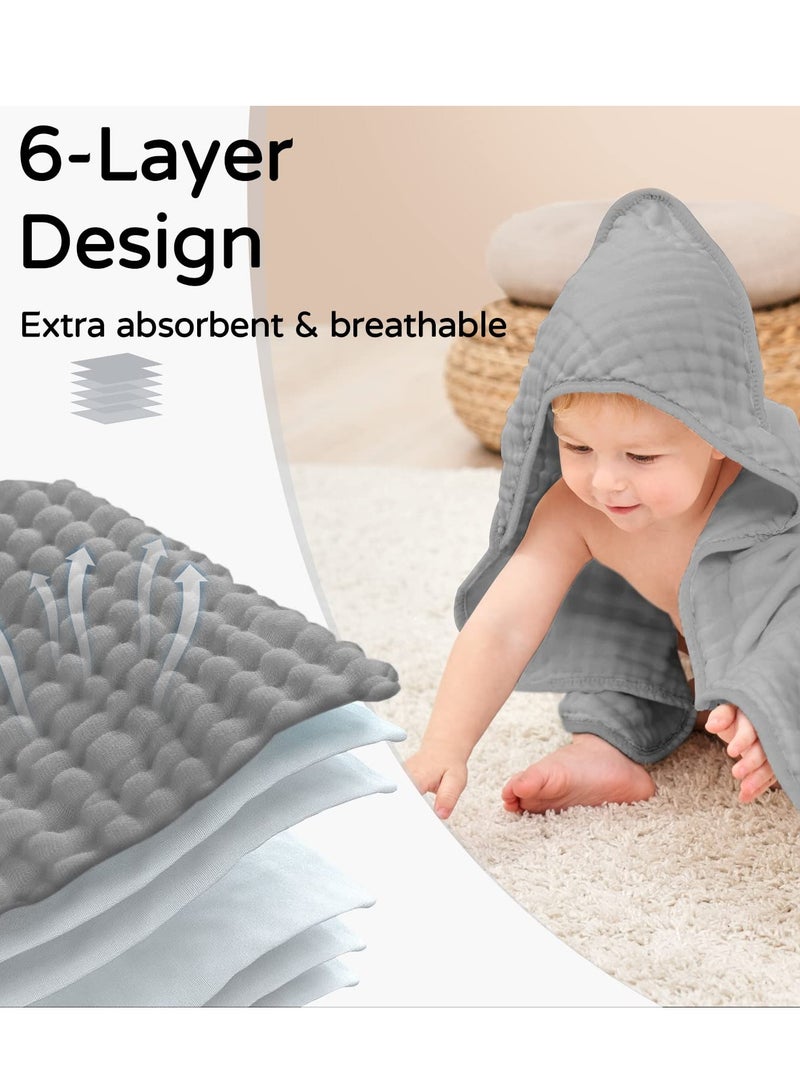 general Hooded Baby Towels for Newborn 2 Pack 100% Muslin Cotton Baby Bath Towel with Hood for Babies, Infant, Toddler and Kids, Large 32x32Inch, Soft and Absorbent Newborn Essential - Image 3