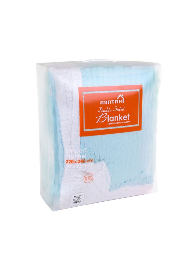 منترا شيربا وستريب فلانل أزرق فاتح 200181 مقاس 220x240 سم - Image 3