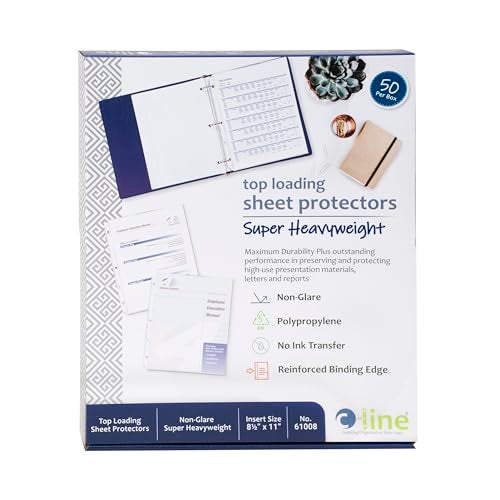 C-Line Top Loading Super Heavyweight Poly Sheet Protectors, Non-Glare, 11 x 8.5 Inches, 50 per Box (61008) - Image 1