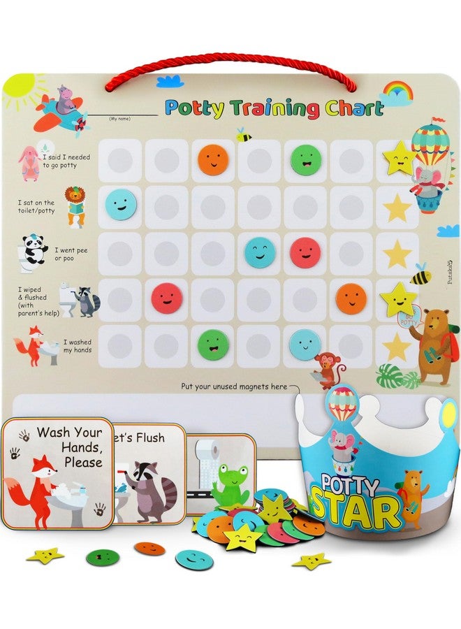 Putska Animal Potty Training Chart For Toddlers Boys & Girls - Potty Training Stickers For Girls Potty Training Toilet And Boys. A Sticker Chart For Kids Potty Training Rewards. Toddlers Potty Chart - Image 1