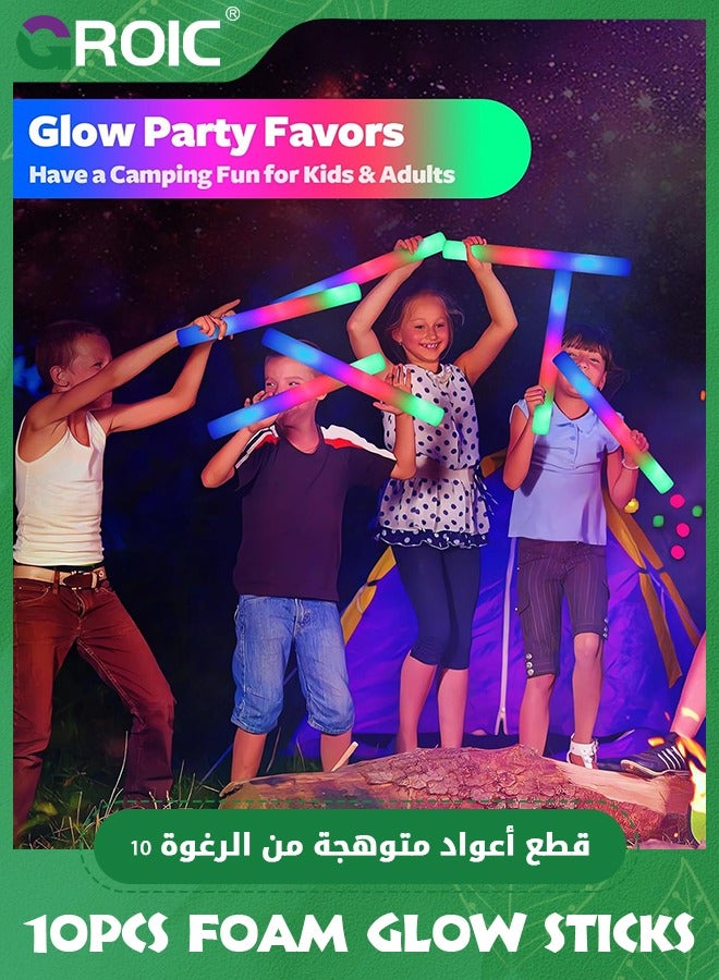 GROIC 10 PCS LED Foam Glow Sticks, Bulk Glow Sticks, Glow in the Dark Party Supplies with 3 Modes Colorful Flashing,Neon Party Favors Supplies for Glow Party, Birthday, Wedding, Concert - Image 4