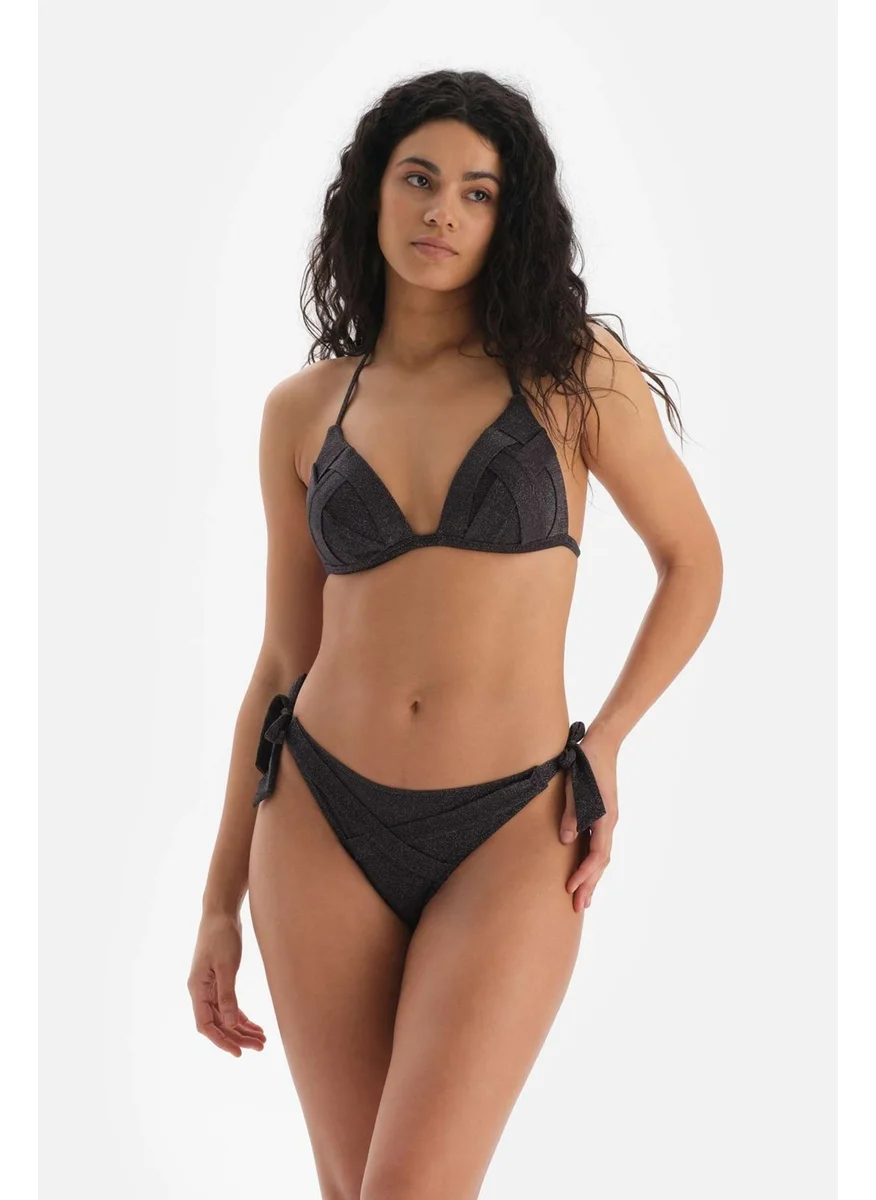 داجي Black Thick Lace Bikini Bottom