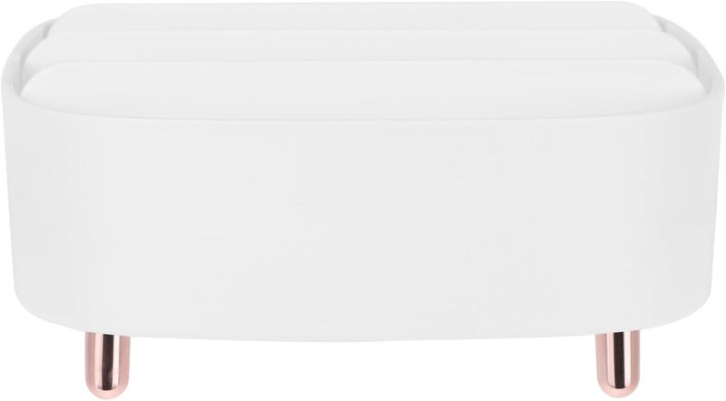 Makeup Storage Box Cosmetic Organizer Desktop Divided Classify Case White Square Cosmetic Storage Box for Home Vanity Dresser - Image 1
