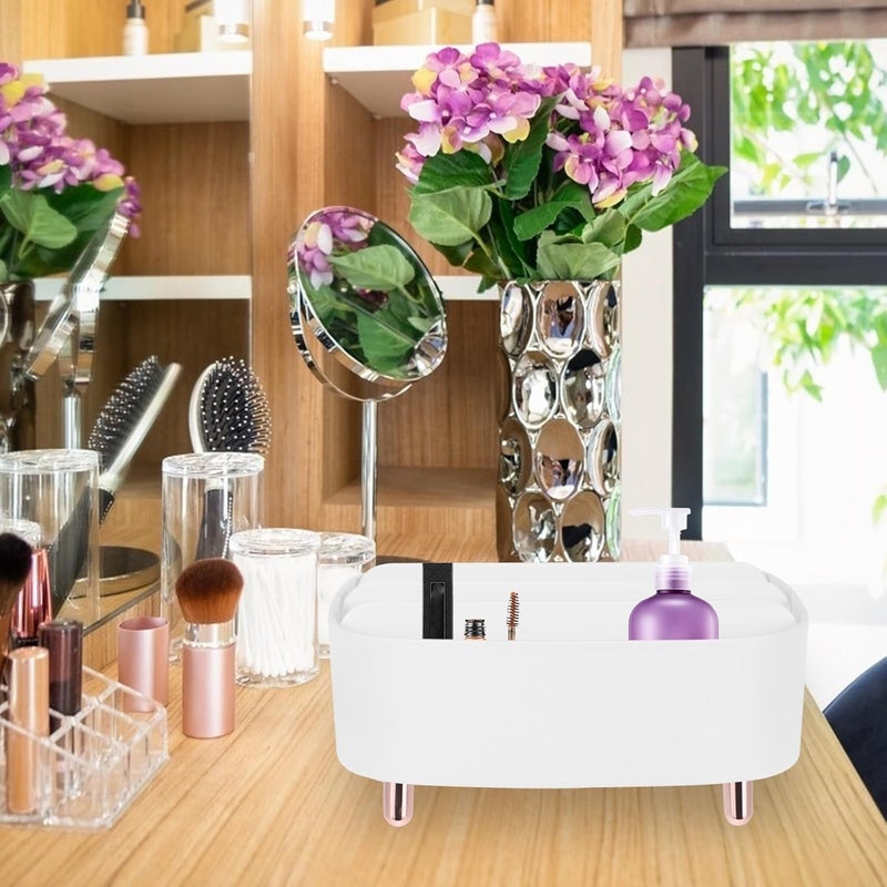 Makeup Storage Box Cosmetic Organizer Desktop Divided Classify Case White Square Cosmetic Storage Box for Home Vanity Dresser - Image 5
