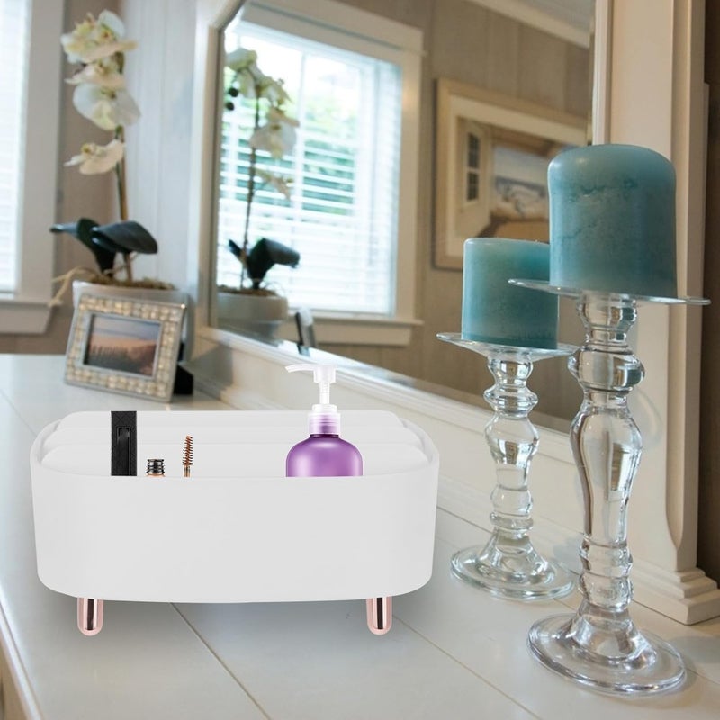 Makeup Storage Box Cosmetic Organizer Desktop Divided Classify Case White Square Cosmetic Storage Box for Home Vanity Dresser - Image 4
