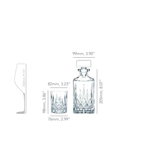 Nachtmann Noblesse 3-Piece Crystal Whiskey Set - 25oz Decanter with Stopper & 10.4oz Tumblers, Luxurious Glassware for Elegant Home Bars & Whiskey Enthusiasts - Modern Glass Collection - Image 3