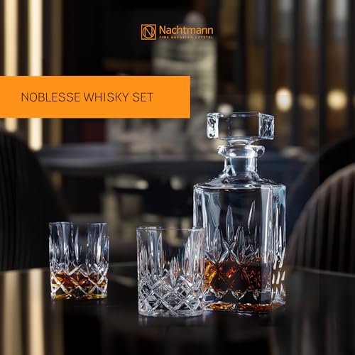 Nachtmann Noblesse 3-Piece Crystal Whiskey Set - 25oz Decanter with Stopper & 10.4oz Tumblers, Luxurious Glassware for Elegant Home Bars & Whiskey Enthusiasts - Modern Glass Collection - Image 2