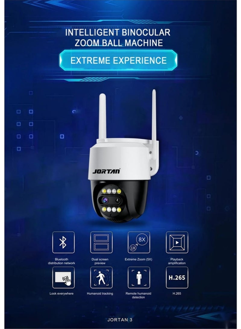 JORTAN 8MP Indoor Outdoor Wi-Fi Security Camera, Full Colour IR Night Vision, 2 way Talking, Motion Detection, Motion Tracking, PTZ Control, 24/7 surveillance Camera, - Image 1